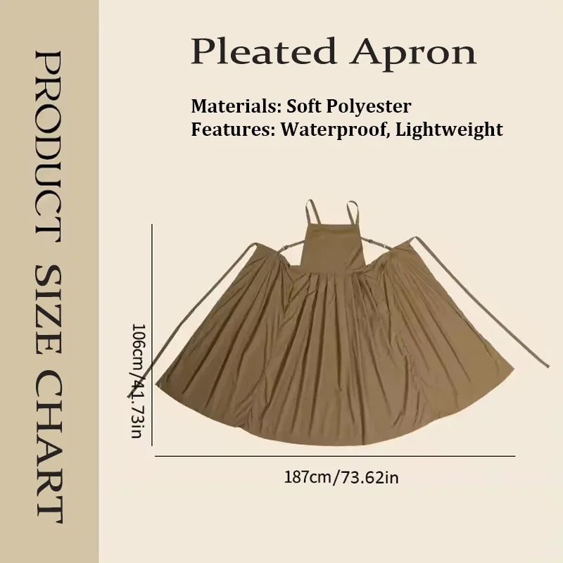Long Waterproof Apron with Pockets – Oilproof Pleated Ruffled Apron for Kitchen, Salon & Gardening, 73.6 x 41.7 in (187 x 106 cm)
