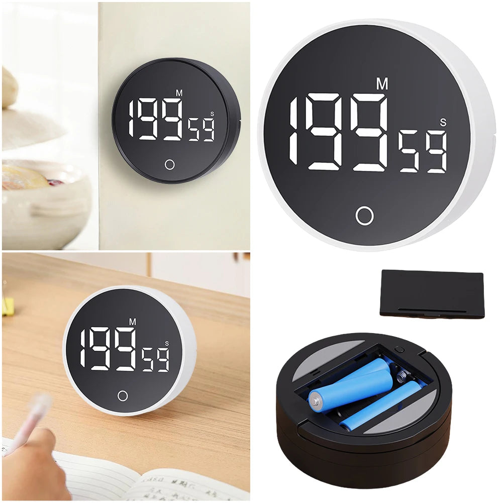 Magnetic Digital Kitchen Timer, Large LED Display, Countdown & Count-Up Alarm, Adjustable Magnetic Stand