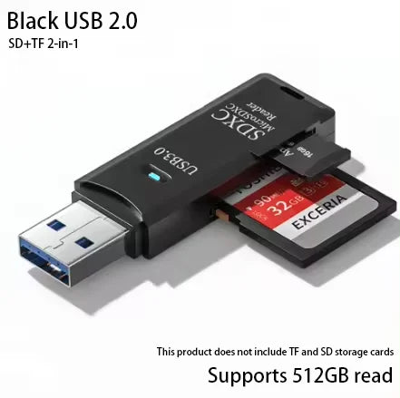 USB 3.0 2-in-1 Multi-Function Card Reader Micro SD TF & USB Flash Drive Adapter for PC Laptop