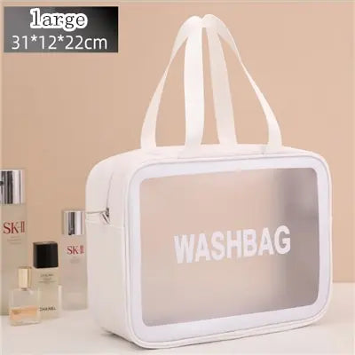 Large Transparent Waterproof Travel Makeup Bag – Clear Cosmetic Organizer 30 x 10 x 21 cm (11.8 x 3.9 x 8.3 in) Zipper Pouch for Women