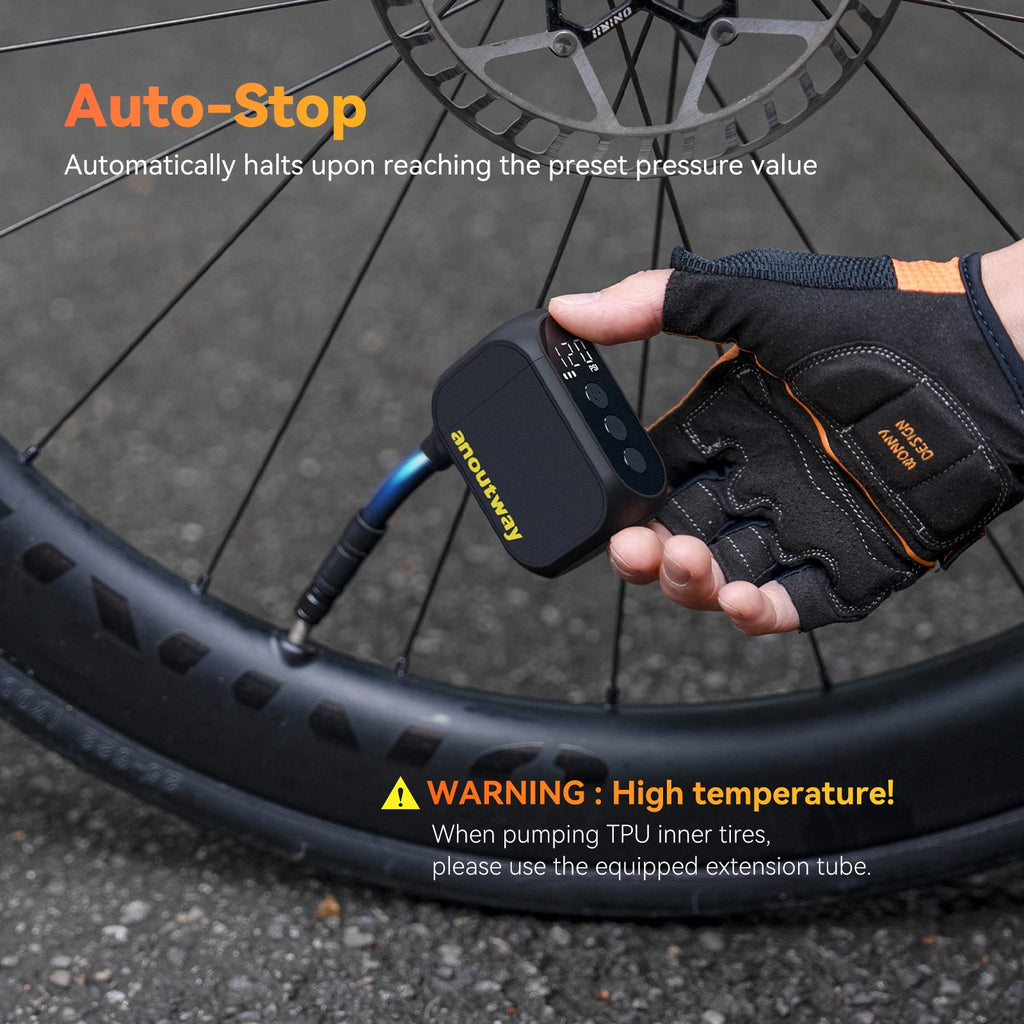 Mini Cordless Electric Bike Tire Inflator - Portable 120 PSI Pump with Digital Display & USB-C Fast Charge