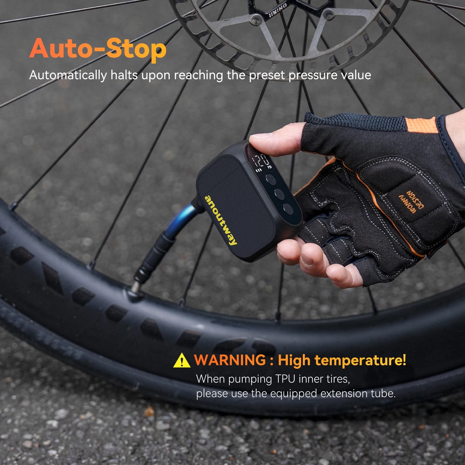 Mini Cordless Electric Bike Tire Inflator - Portable 120 PSI Pump with Digital Display & USB-C Fast Charge