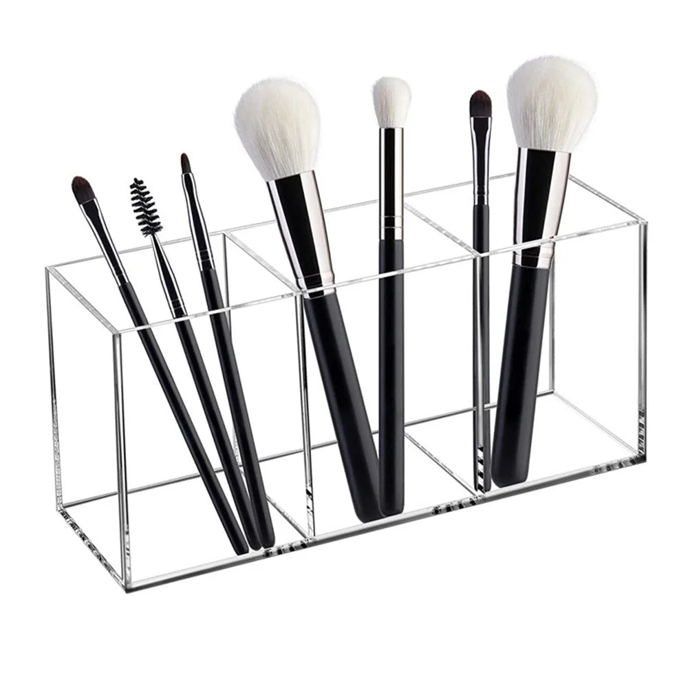 Clear Acrylic Makeup Brush Organizer – Transparent Cosmetic Holder for Lipstick, Brushes & Makeup Tools