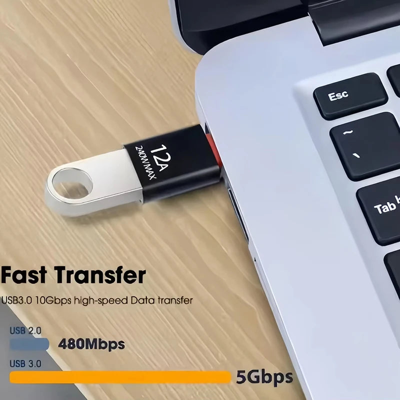 USB 3.0 OTG adapter plugged into laptop USB port