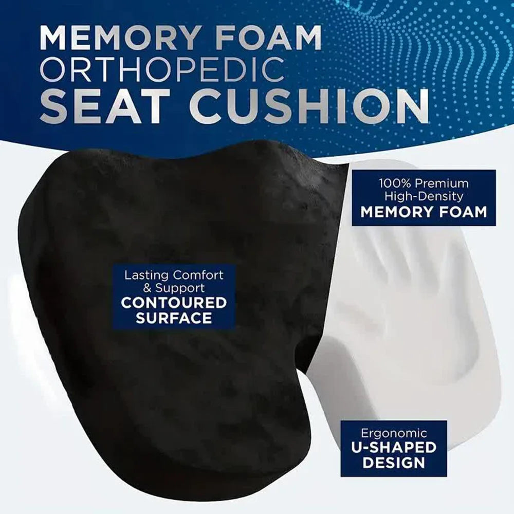 Memory Foam U-Shaped Travel Seat Cushion – Orthopedic Hip Support for Car, Office & Chair