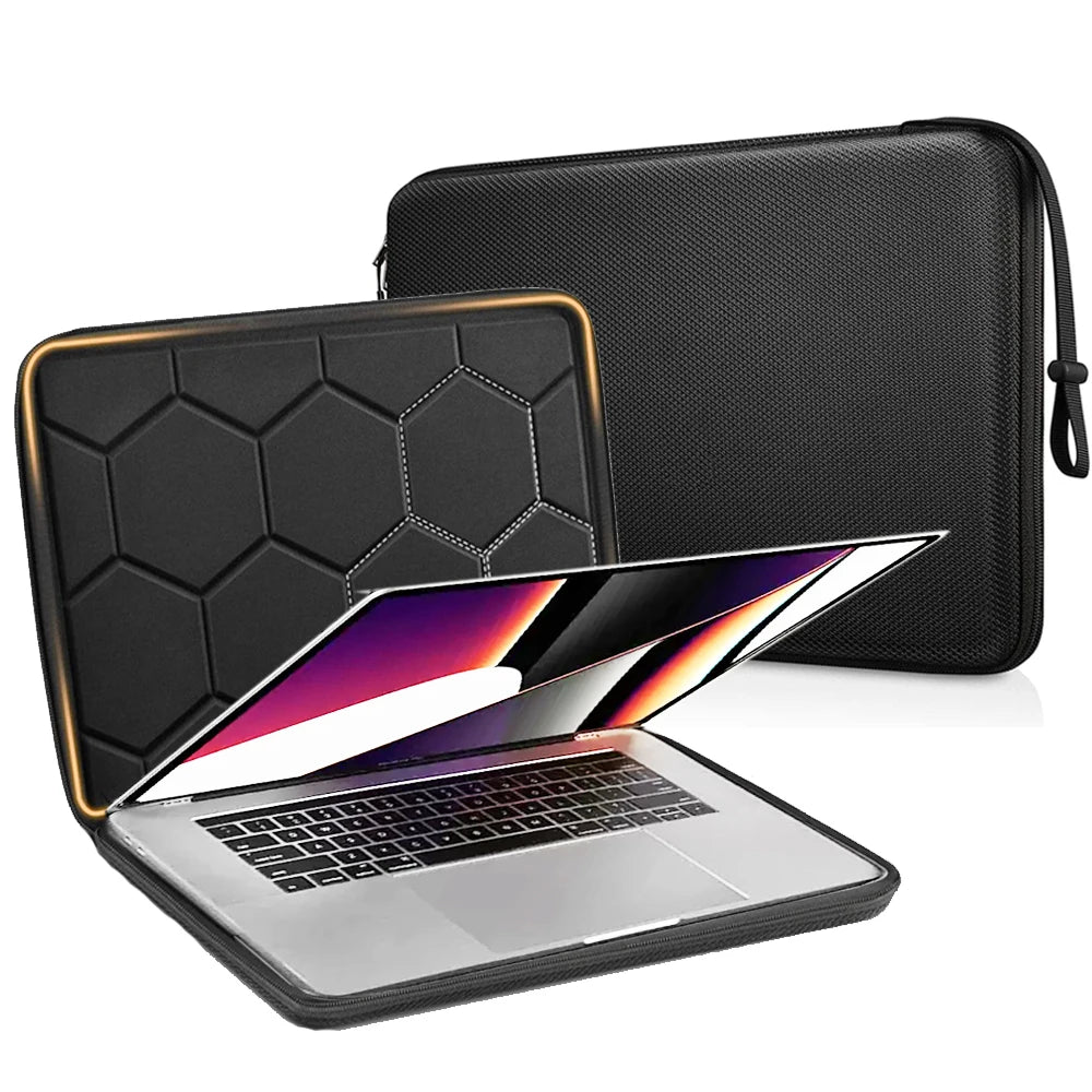 Shockproof Waterproof EVA Laptop Sleeve with Detachable Strap — Fits 13/14/15.6-inch (33–39.6 cm) Laptops, Black