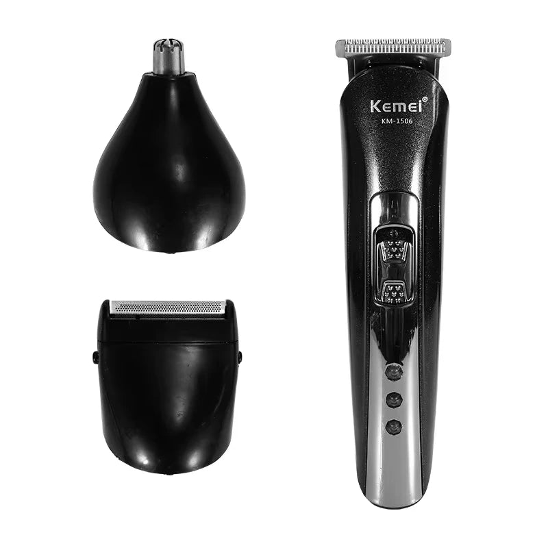 3-in-1 Electric Hair Clipper & USB Rechargeable Shaver — Nose Hair Trimmer Grooming Kit