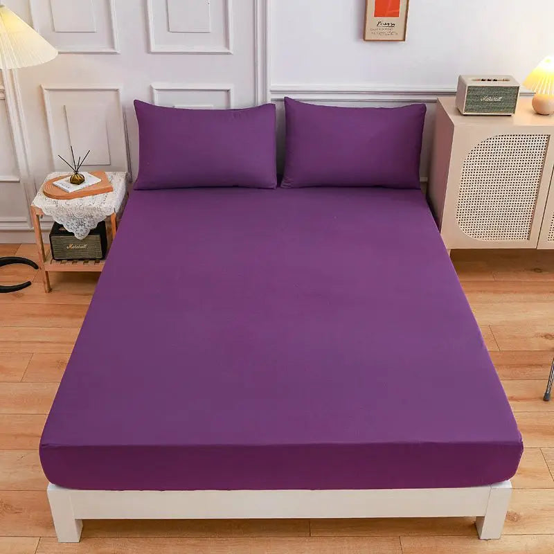 3-Piece Queen Size Polyester Bedding Set - Fitted Sheet, Pillowcases & Elastic Mattress Cover
