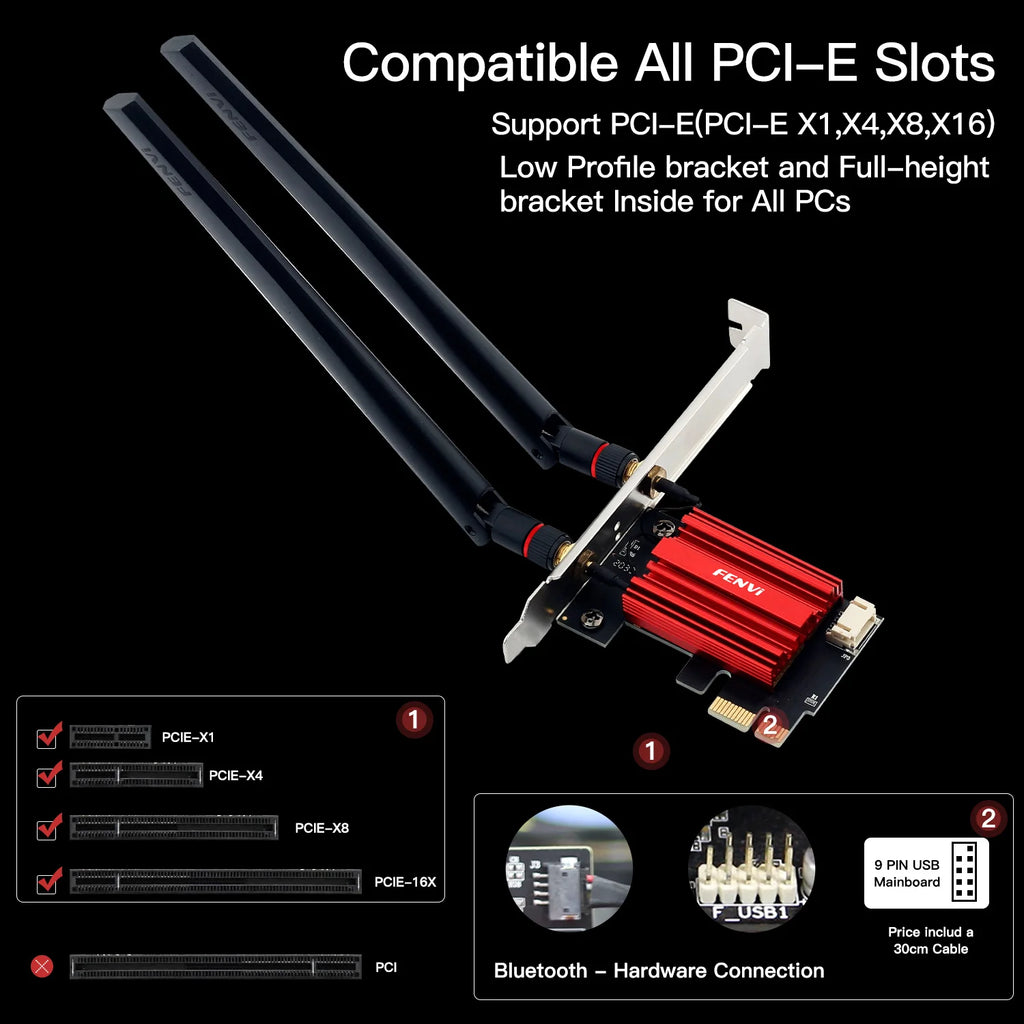 AC1200 WiFi 5 PCIe Adapter Dual-Band 2.4/5GHz Wireless Network Card with Bluetooth for Desktop Windows 7/10/11