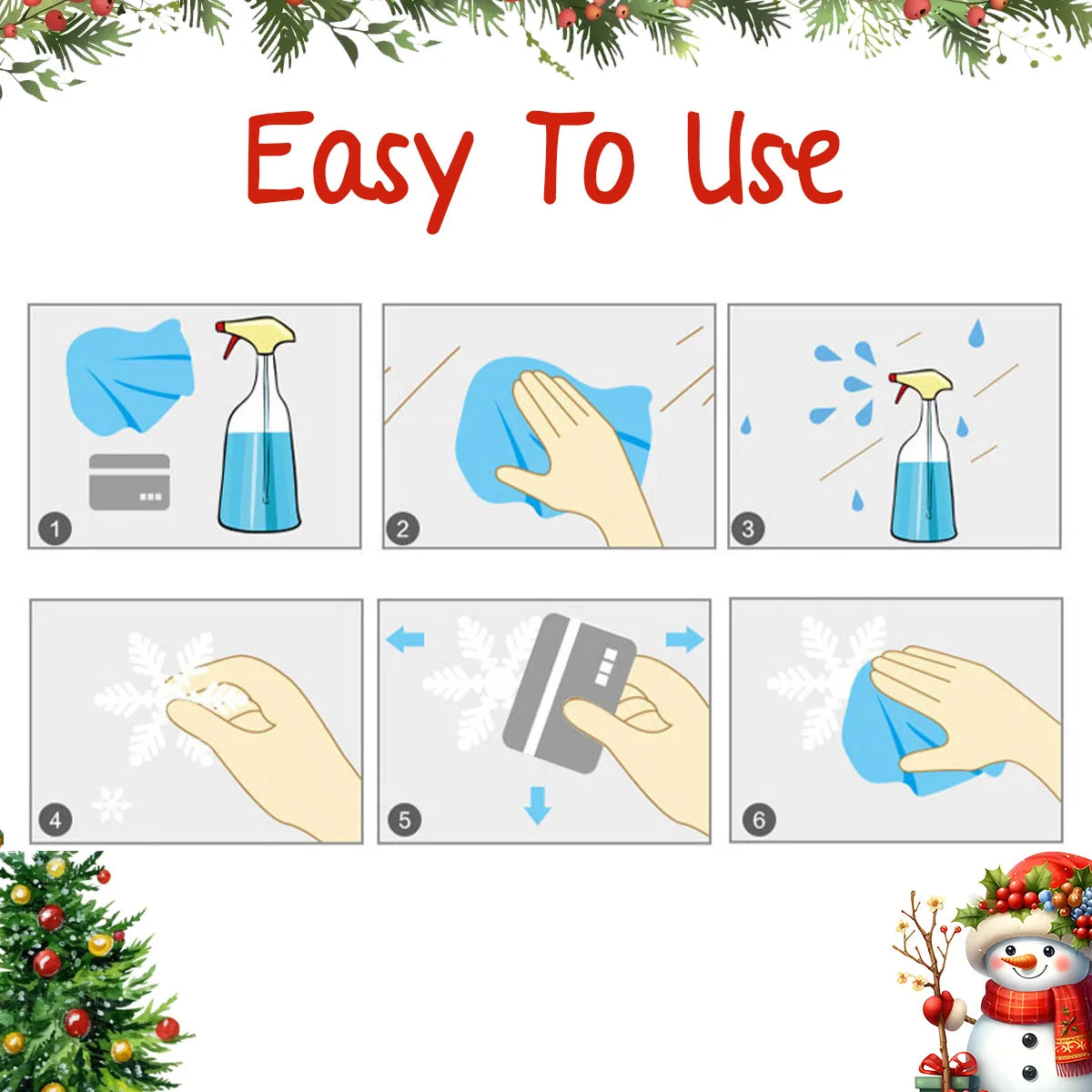 Christmas Snowflake Window Clings 2-Pack - Winter Static Window Stickers Holiday Home Decor
