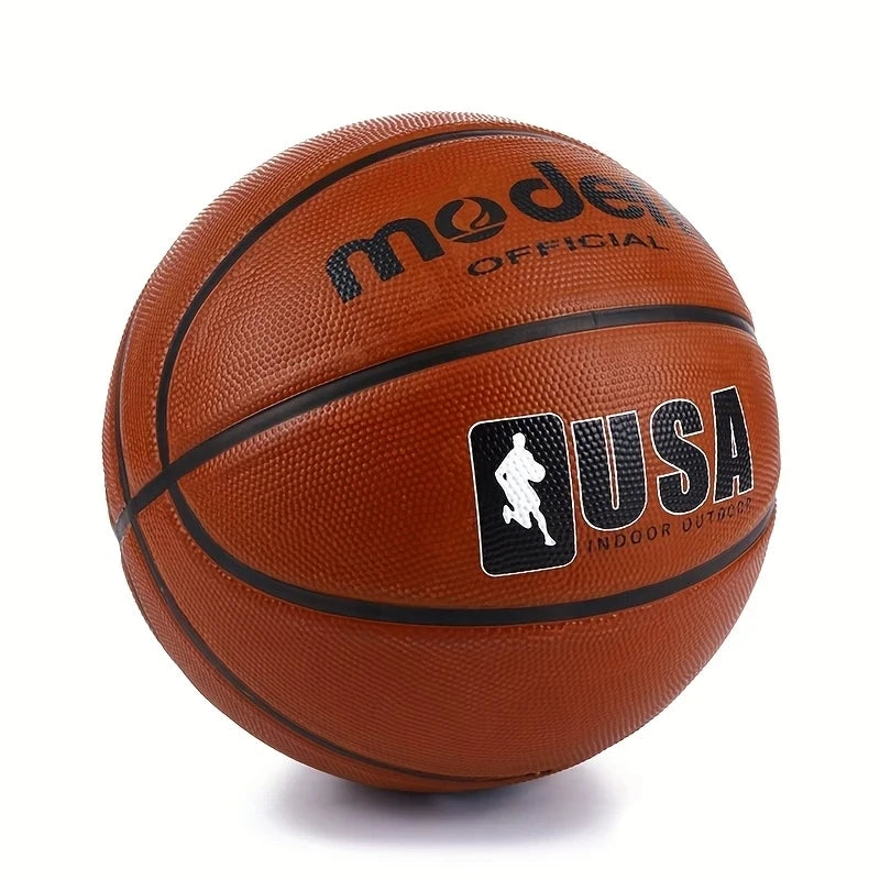 Basketball for Adults & Youth - Brown, Sizes 4/5/6/7 (1pc) - Durable Rubber Indoor/Outdoor Game Ball