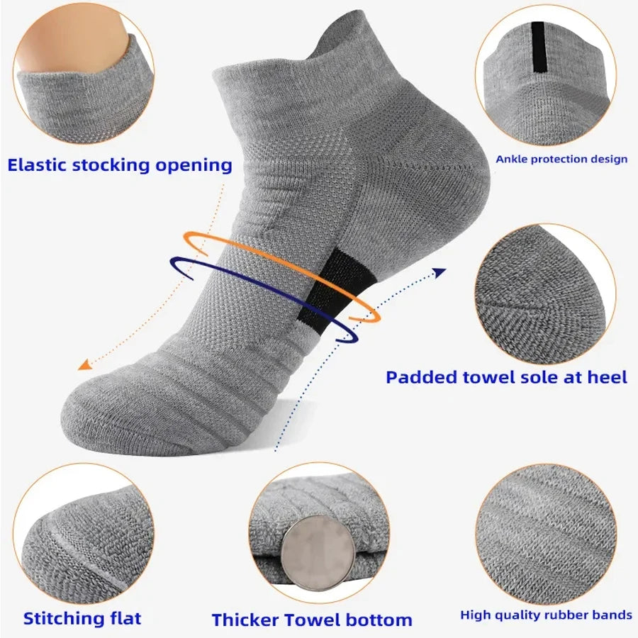 Anti-Slip Football & Basketball Socks for Men – Breathable Deodorizing Sport Socks, Ankle/Low Tube, 1 or 3 Pairs, EU 39-45
