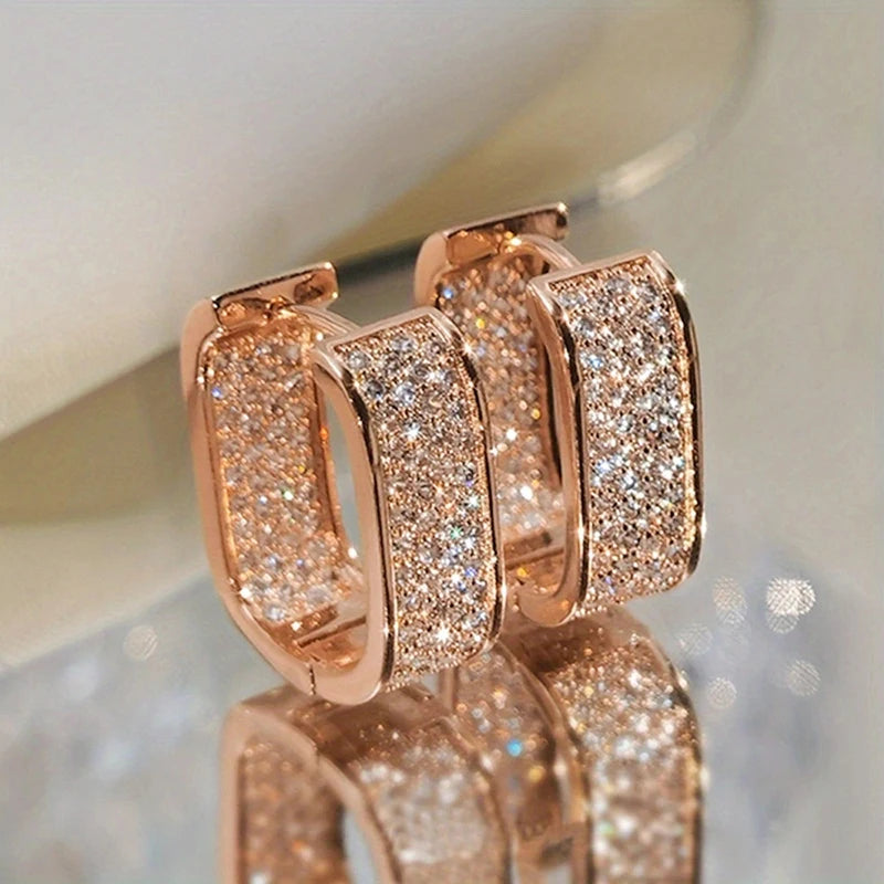 Paved CZ Hoop Earrings for Women - Gold & Silver Cubic Zirconia Hoops