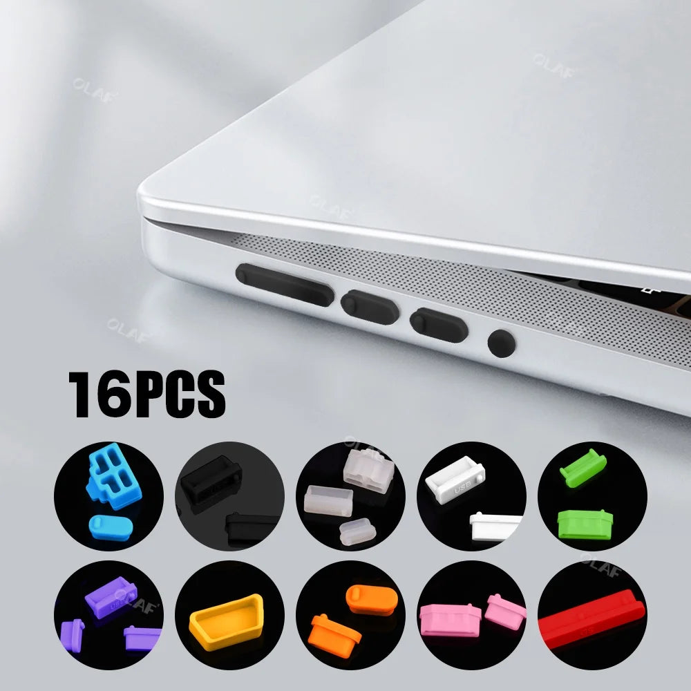 16-Piece Universal Silicone Dustproof Plugs for Laptop & Notebook Ports, USB Port Protectors