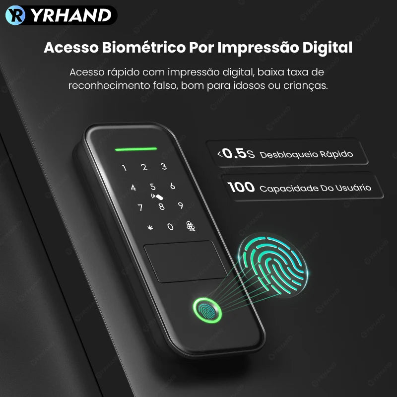 Waterproof WiFi Fingerprint Electronic Rim Door Lock - IP66 Smart Keypad, Card & App Access