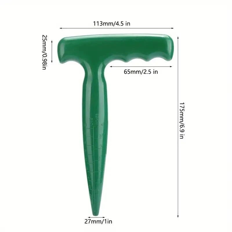 Handheld Garden Hole Puncher with Clear Scale and Seed Dispenser - Lightweight Planting Tool for Seeds and Bulbs