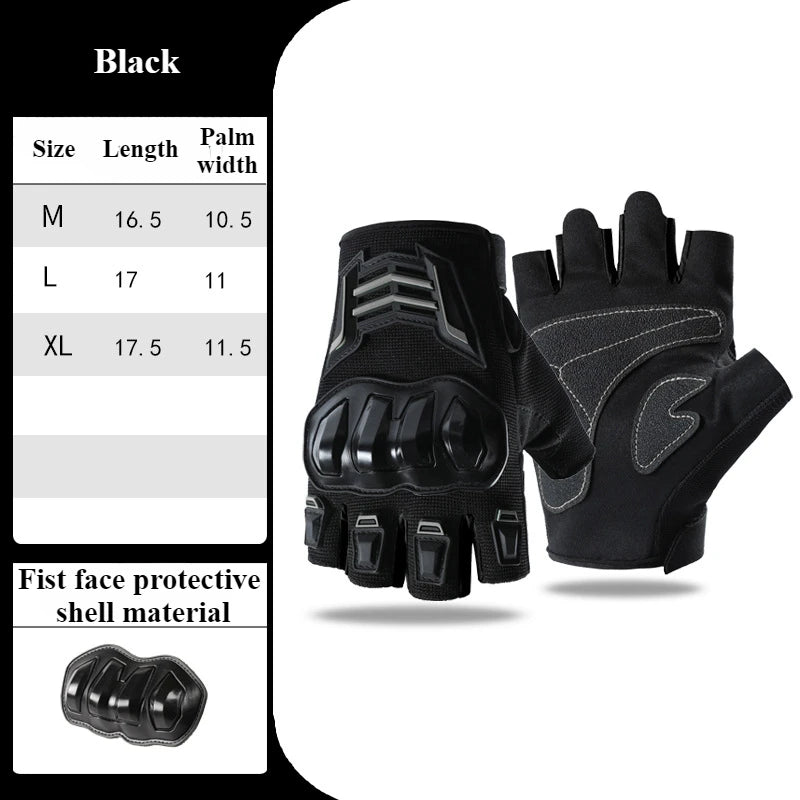 Half Finger Motorcycle Gloves Breathable Anti-Slip Protective Cycling Gloves for Electric Bike Racing