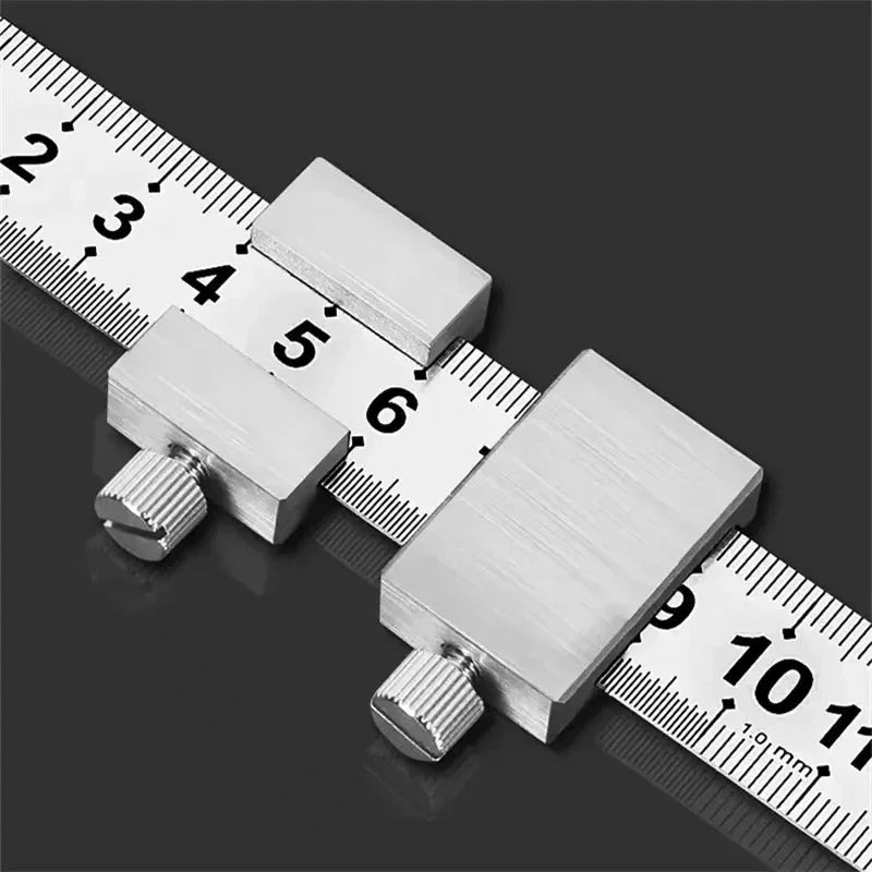 Portable Woodworking Positioning Stop Block with Steel Ruler – Measuring & Marking Gauge for Carpentry