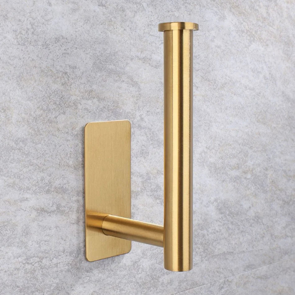 Stainless Steel Wall Mount Paper Holder Adhesive & Free-Nail Toilet Tissue Towel Shelf, Brushed Gold White Black