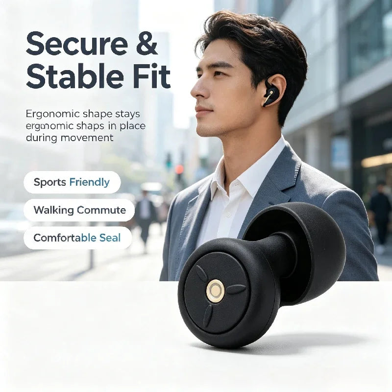 Noise-Canceling Earplugs for Sleeping, 50 dB Reusable Silicone Earplugs with Multiple Ear Tip Sizes