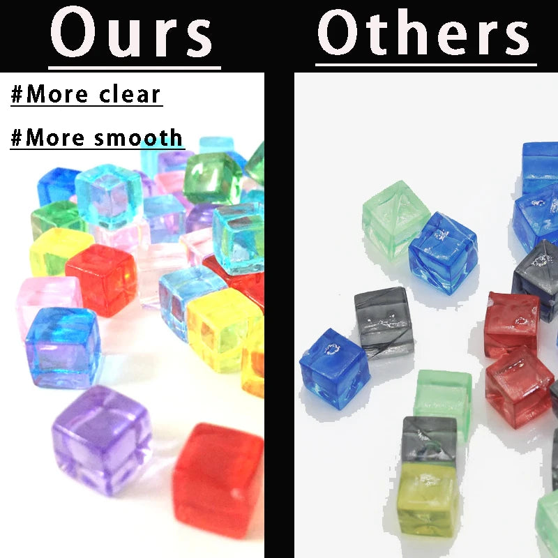 50-Pack 8mm Acrylic Cube Dice (0.31in) – 25 Translucent Colors Clear Game Pieces for Board Games & Crafts