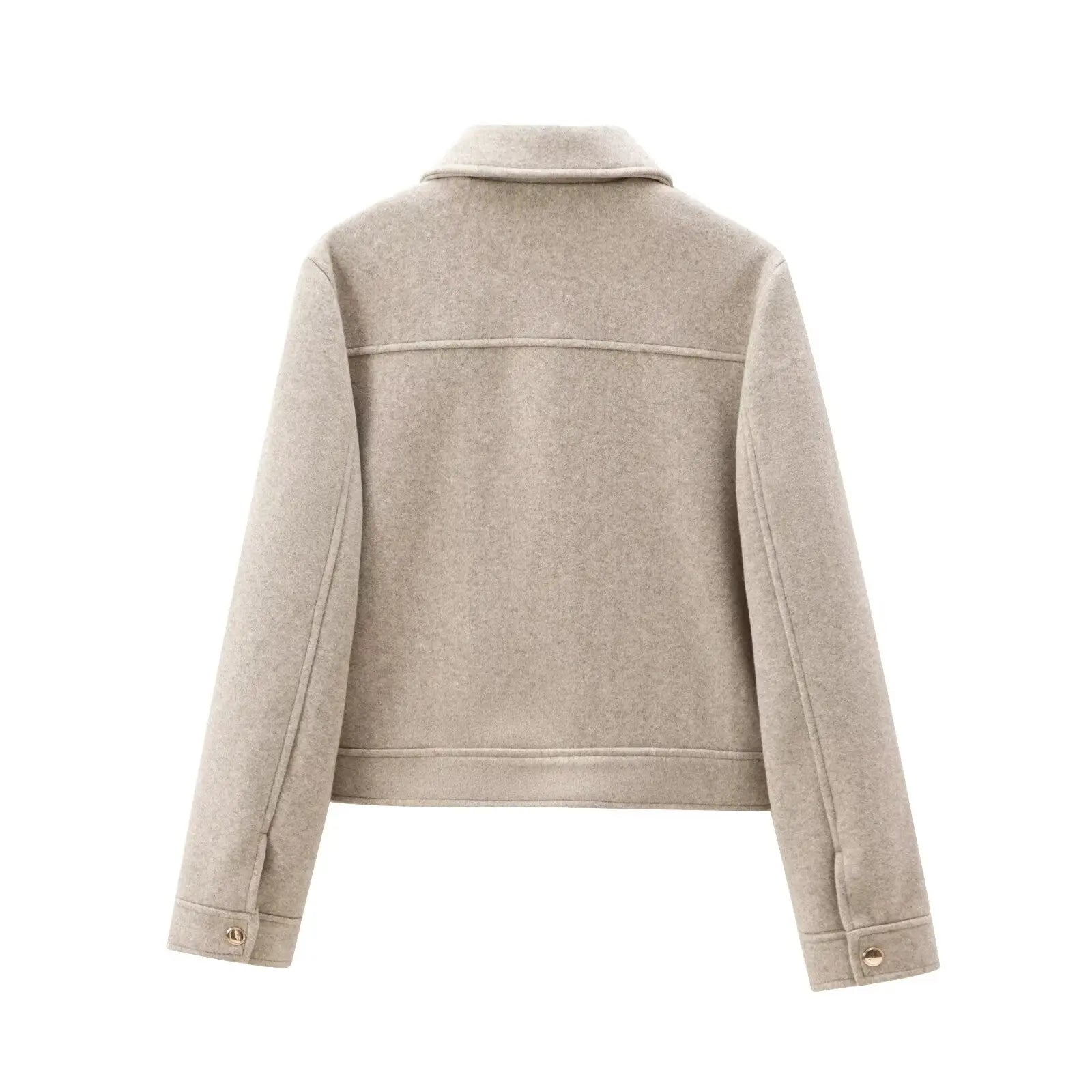 Women's Zipper Jacket - Short Winter Coat with Pockets, Long Sleeve Casual Street Outerwear