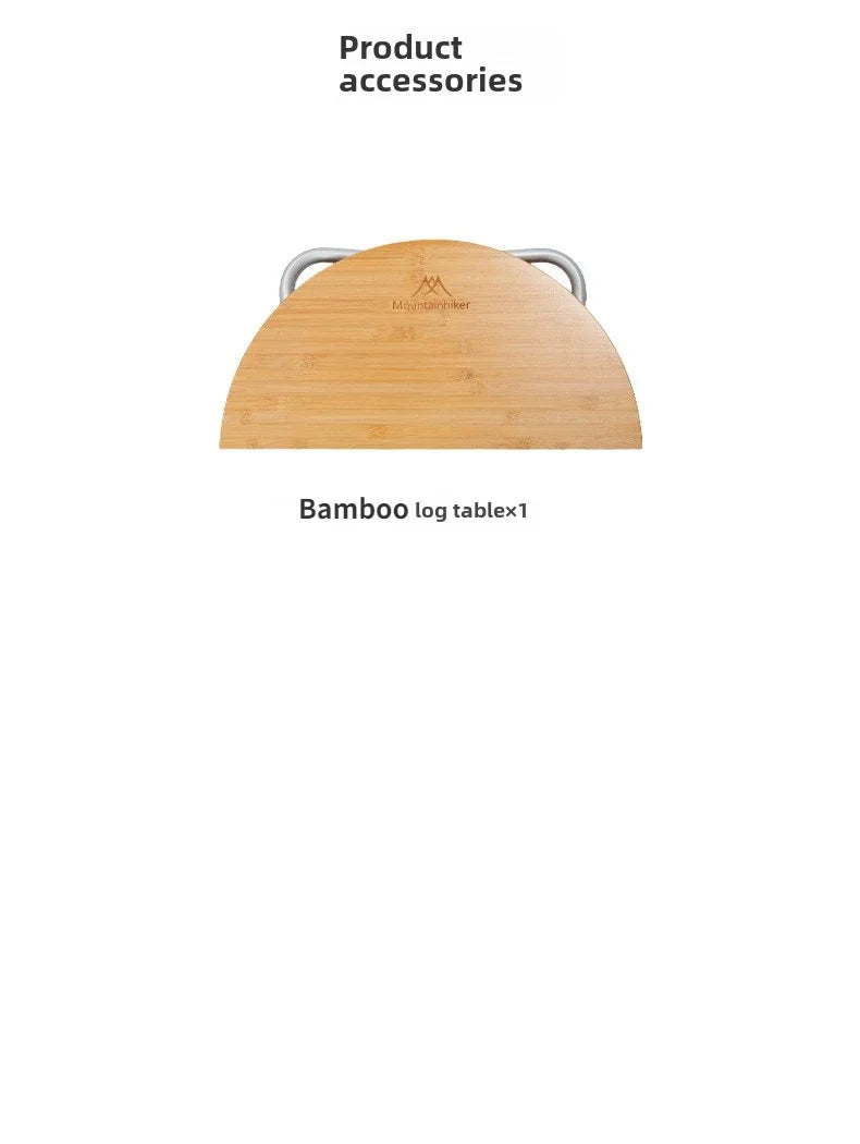 Bamboo Folding Camping Table — Round Portable Picnic & BBQ Table, 23.6 x 23.6 x 10.6 in (60×60×27 cm)