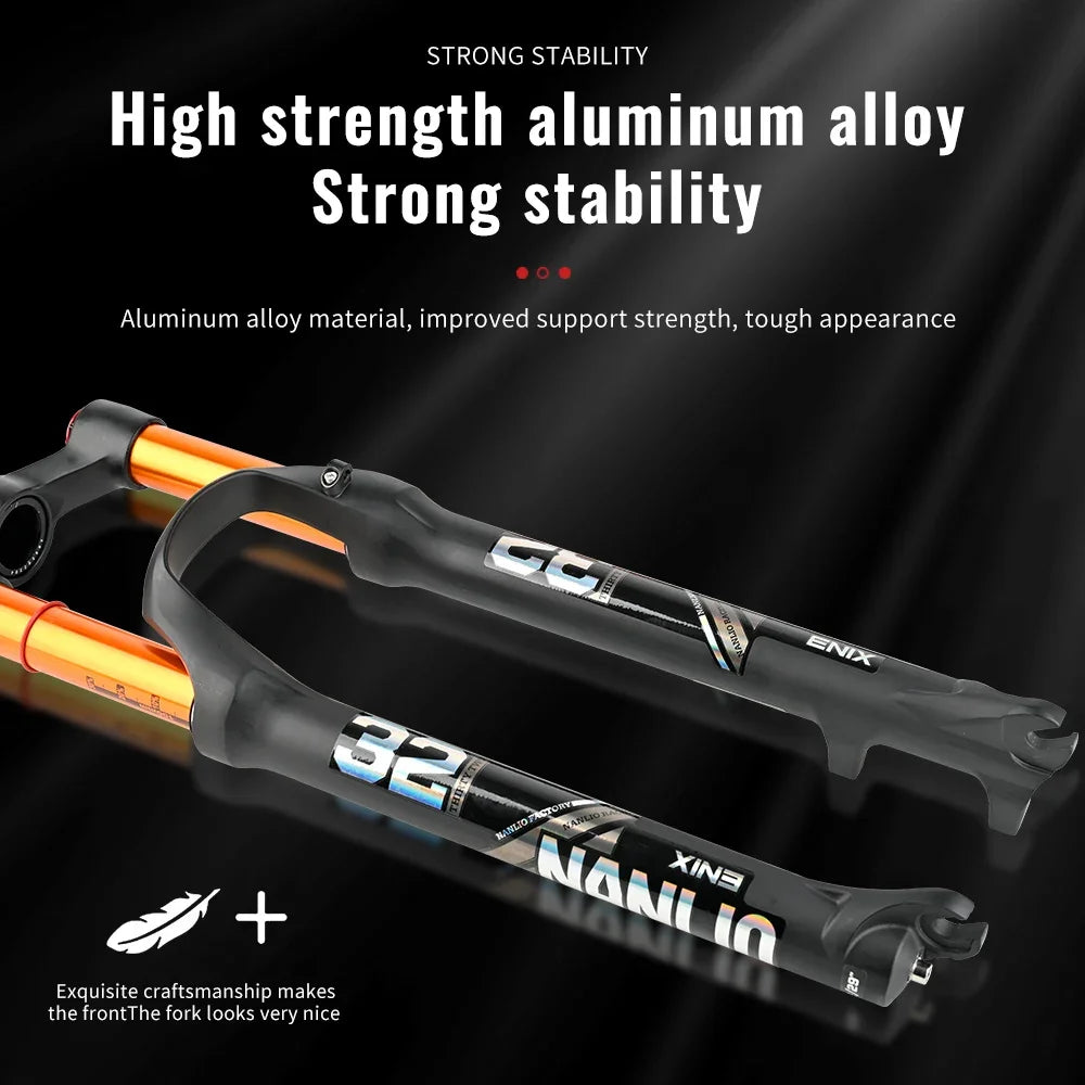 MTB Suspension Fork – Solo Air & Oil Damping, Quick Lockout, Magnesium Alloy, Disc Brake Compatible, Fits 26/27.5/29 in Wheels (Straight or Tapered Steerer)