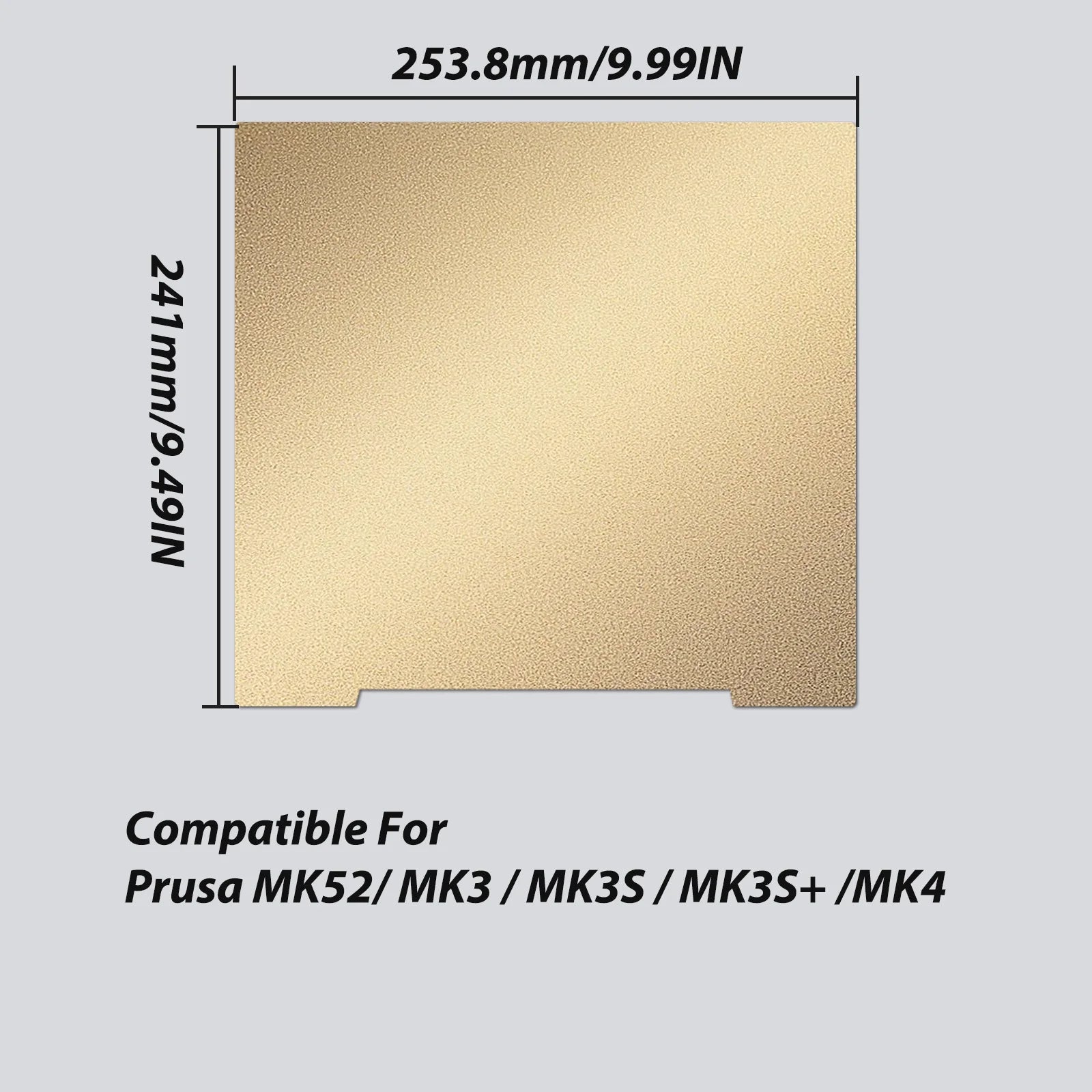 Double-Sided PEI/PET Spring Steel Magnetic Build Plate 241 x 253.8 mm (9.49 x 9.99 in) Compatible with MK3/MK3+/MK4 3D Printers