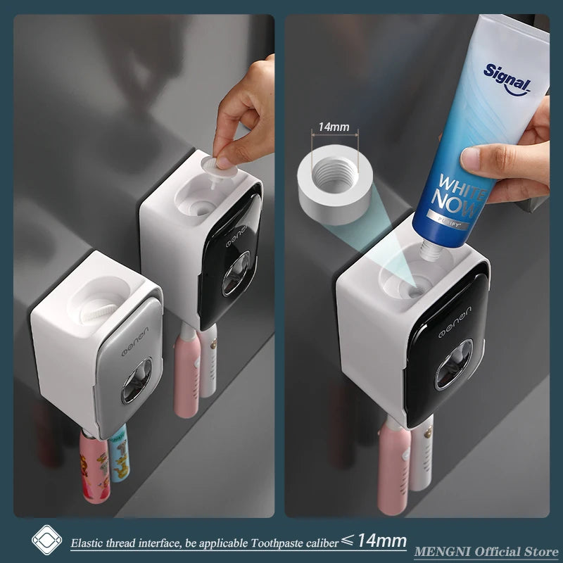 Automatic Wall-Mounted Toothpaste Dispenser & Toothbrush Holder – Punch-Free Bathroom Organizer