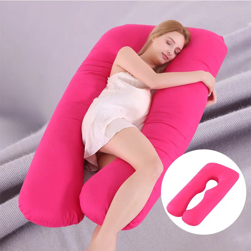U-Shaped Maternity Pillow 130 x 75 cm (51 x 29.5 in) Pregnancy Side Sleeping Pillow with Waist Support, Removable Washable Cover