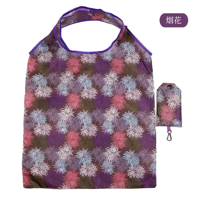 Foldable Reusable Grocery Tote Bag, Lemon Print Eco-Friendly Travel & Beach Pouch
