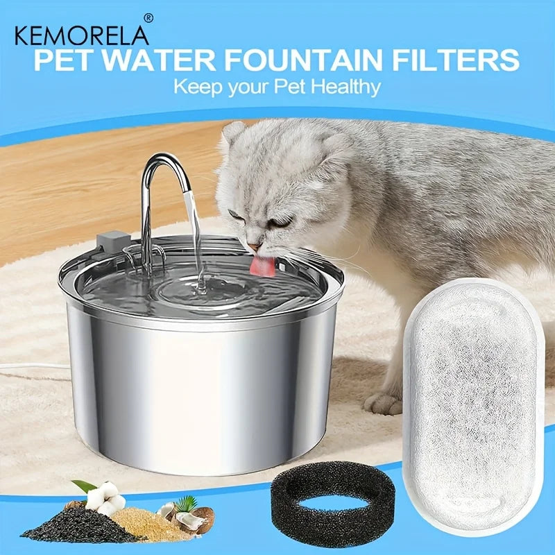 12/15-Pack Cat Water Fountain Activated Carbon Sponge Filters for Stainless Steel Pet Water Dispenser