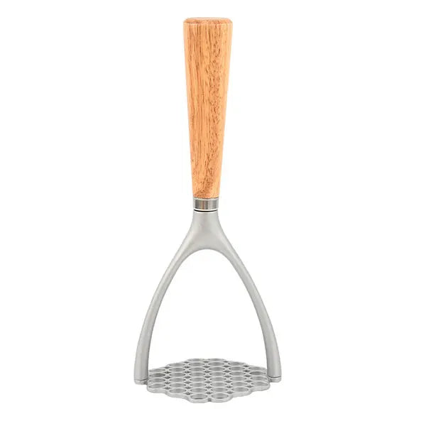 Aluminum Potato Masher with Wood Handle, Manual Ricer & Garlic Pusher Kitchen Tool