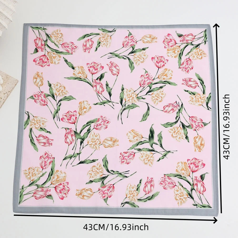 3-Pack Cotton Floral Handkerchiefs for Women — Pocket Handkerchiefs & Sweat Towels for Weddings, Mother's Day, Business Gifts