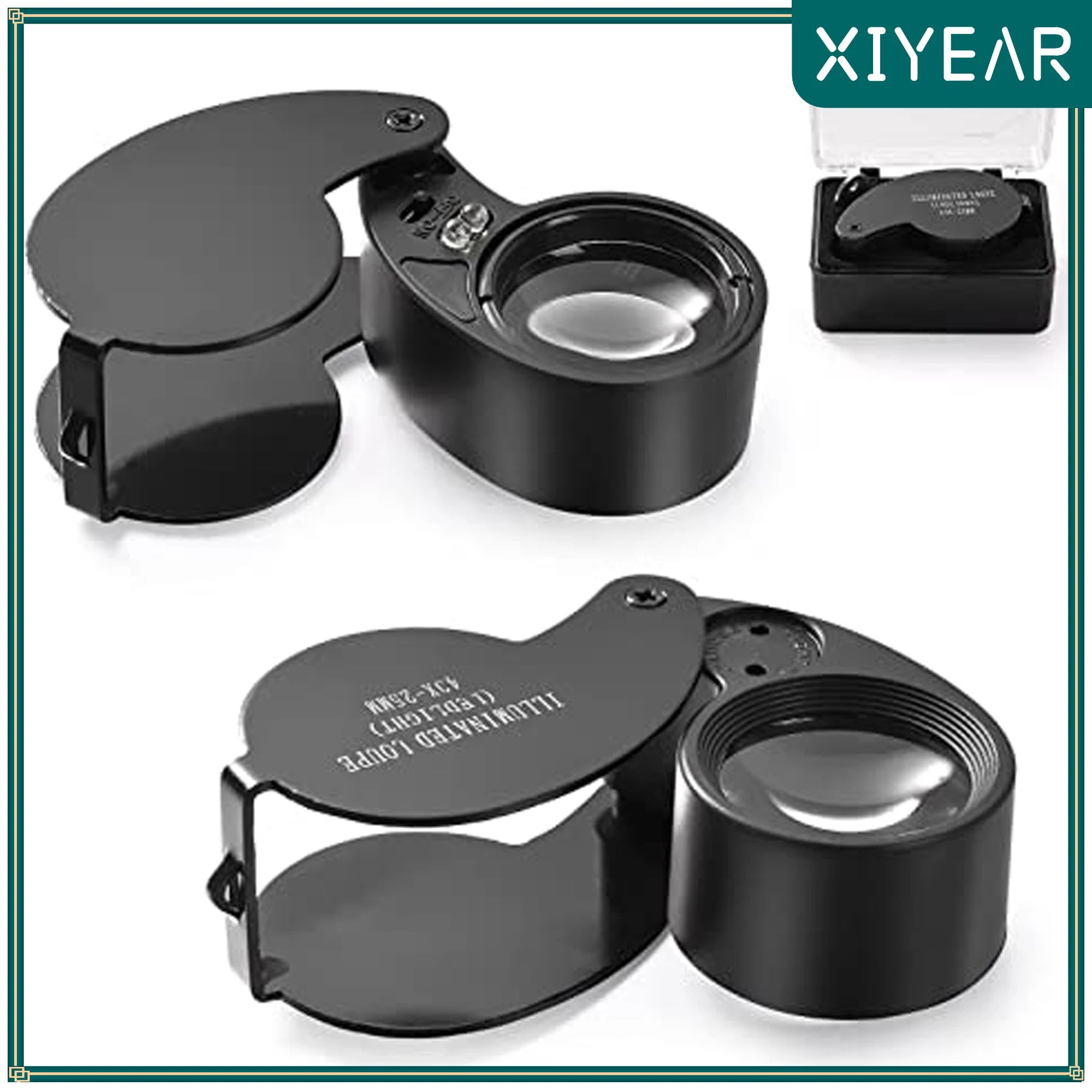 40X Jeweler's Loupe Pocket Folding Magnifier with LED Light for Watches, Coins, Stamps, Gems