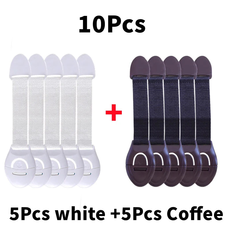 Baby Proof Cabinet & Drawer Lock Straps — 5/10-Pack Child Safety Door Latches, 20 cm (7.9 in) with 10 cm (3.9 in) Strap