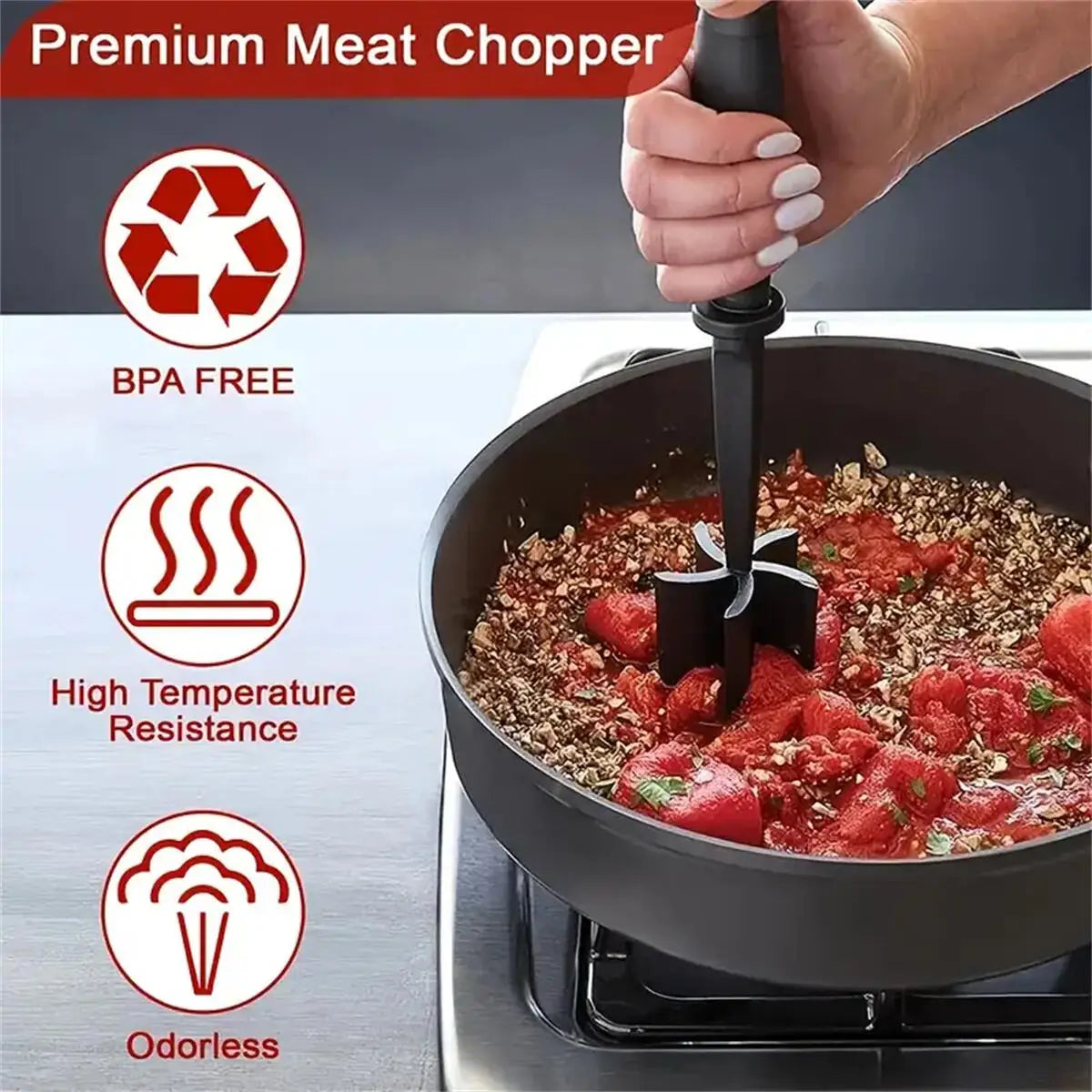 Kitchen Meat Chopper & Shredder Heat-Resistant Ground Beef Smasher for Hamburger Patties