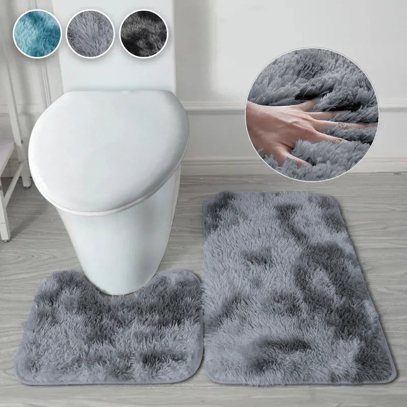 2-Pack Non-Slip Bathroom Mats – Absorbent Polyester Bath Rug Set for Shower, Tub & Doorway