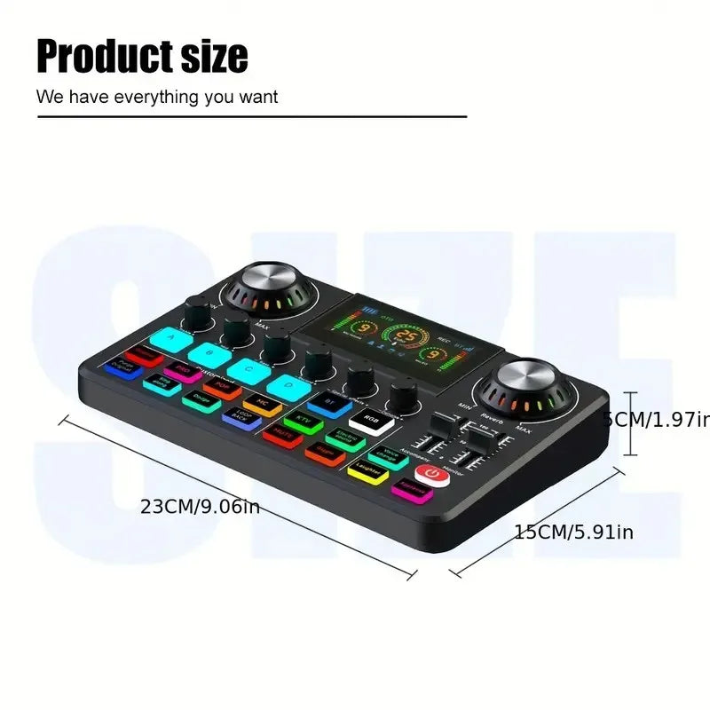 Audio Mixer Live Sound Card with DJ Effects & Voice Changer, RGB Soundboard for Music Recording, Streaming and Podcasting