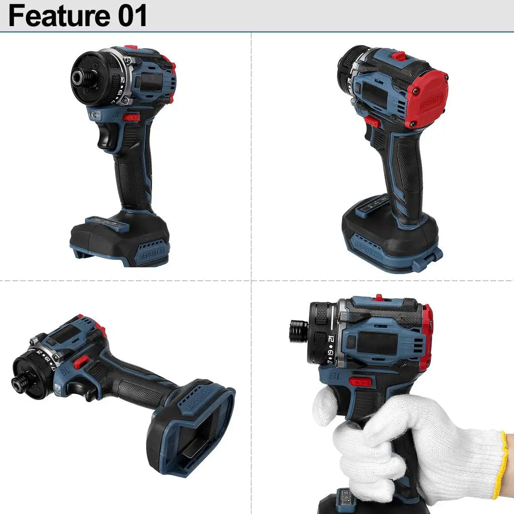 Cordless Brushless Electric Screwdriver 1/4" (6.35mm) 21+1 Gear Two-Speed 0-4000 RPM — 18V Battery Compatible