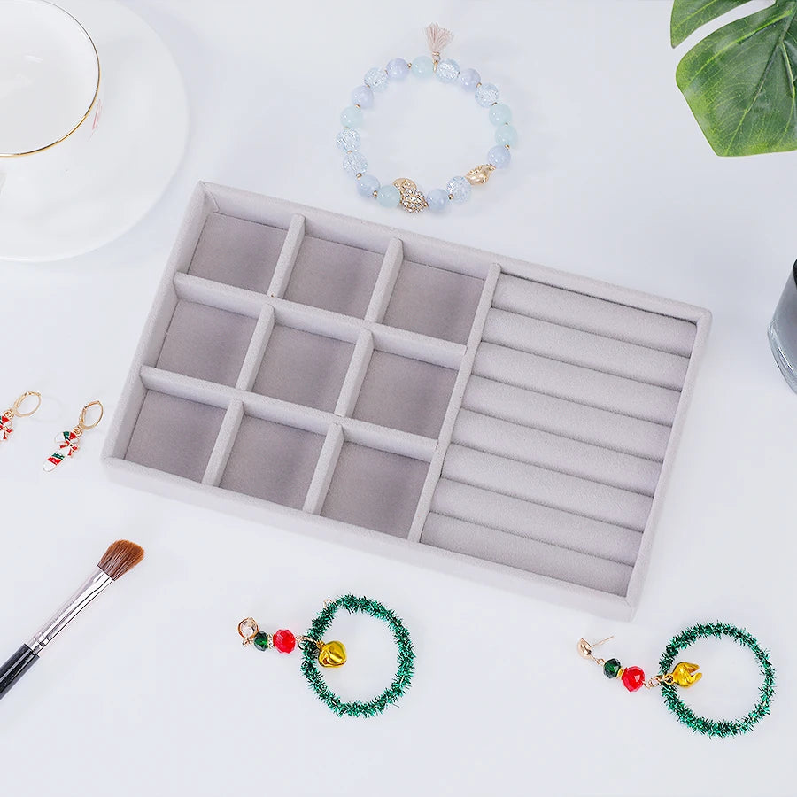 Flocking Velvet Jewelry Tray - Jewelry Organizer Insert 21.3 x 12.5 x 2.5 cm (8.4 x 4.9 x 1 in)