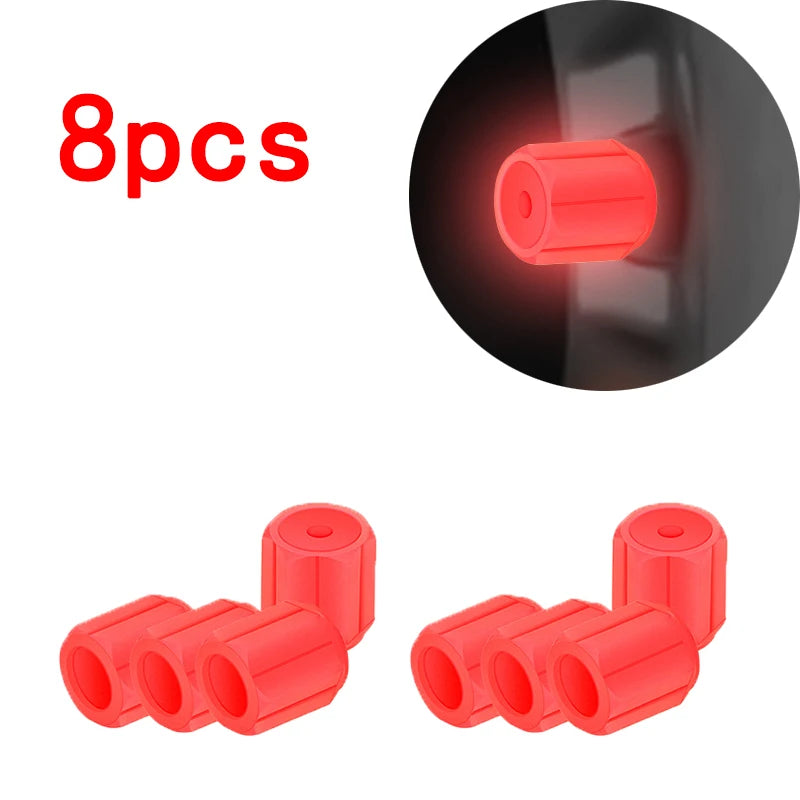 Luminous Tire Valve Caps - 6-Color LED Glowing Wheel Valve Caps for Car & Motorcycle (4/8/20-Pack)