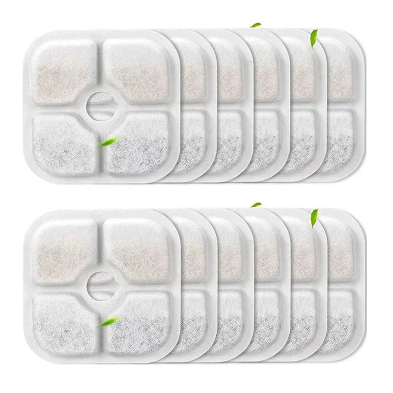 6/12-Pack Activated Carbon Replacement Filters for Cat & Dog Drinking Fountains, Pet Water Dispenser Filters