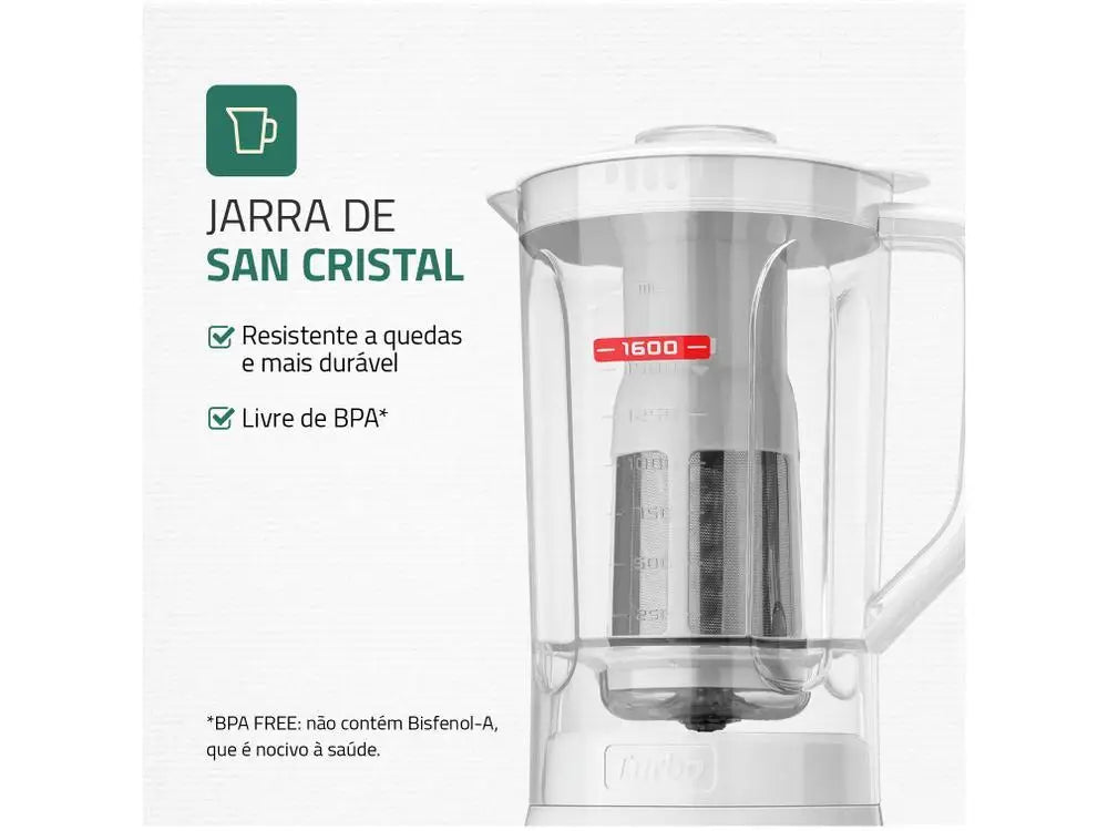Turbo Power 500W Countertop Blender with Filter — 2.2L (74 fl oz) Jar, 3 Speeds + Pulse, White & Gray, 110V