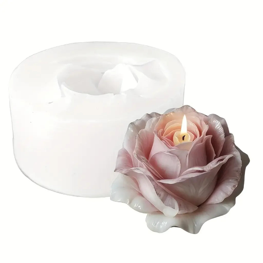 1 Reusable Rose S1-Pack Rose Silicone Mold for Soap, Candle, Clay & Plaster Crafts, Layered Petal Realistic Center, Flexible Reusable DIY Mold