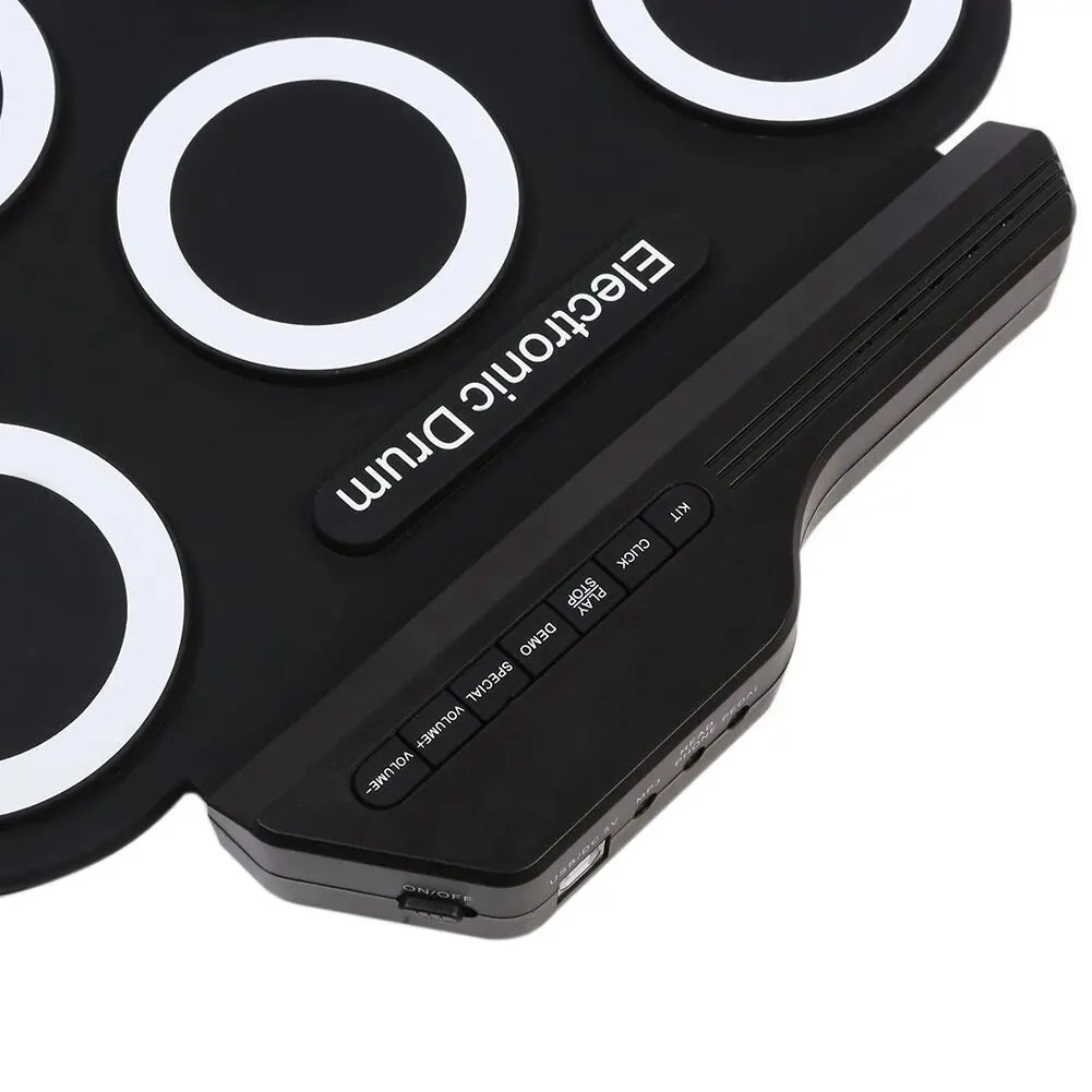 Portable Folding Silicone Electronic Drum Pad USB Hand-Roll Practice Kit with Drumsticks & Sustain Pedal