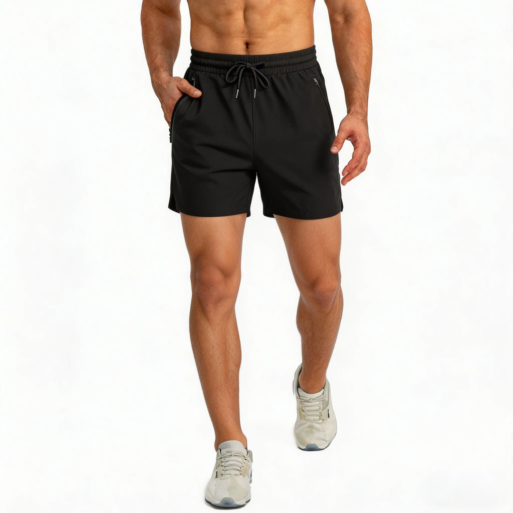 Men's Quick-Dry Running Shorts with Drawstring and Zip Pockets (S-4XL)