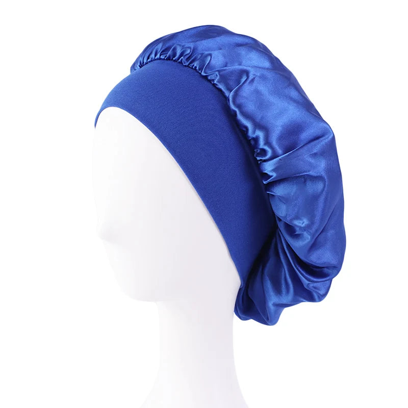 Women's Satin Wide-Brim Sleep Bonnet – Elastic Hair Care Night Cap, One Size