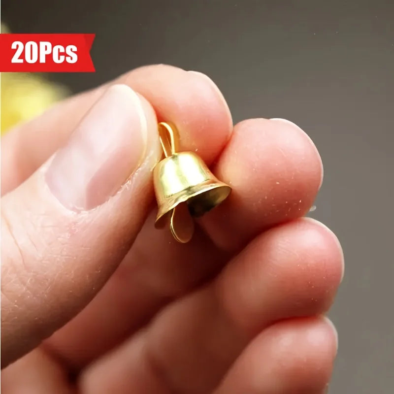 20-Pack Mini Gold Metal Sleigh Bells Hanging Ornaments for Christmas Wreaths, Garlands & DIY Crafts